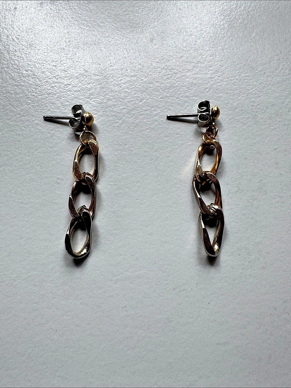 Chain Link Drop Earrings Gold & Silver Like New
